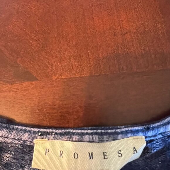 Promesa Womens Blue Acid Wash Ruched Front Short Sleeve Rayon Dress NEW - Picture 2 of 5